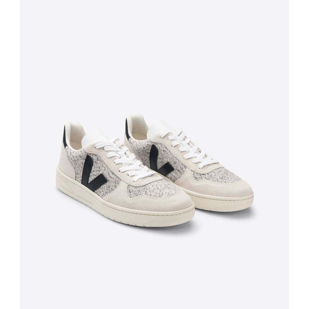 Veja V-10 FLANNEL Sneakers Dames White/Black | NL 643ZUT